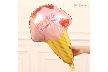 Article et décoration de fête Wewoo 4 pcs donut bonbons crème glacée en forme de ballons en aluminium joyeux anniversaire décorations grand hélium gonflable (glace rose)