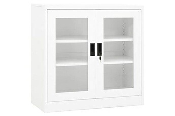 armoire de bureau blanc 90x40x90 cm acier