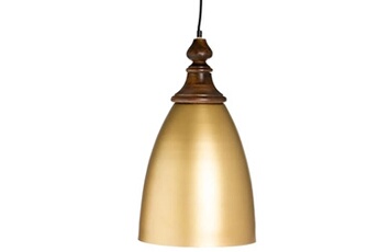 lustre en bois et aluminium doré - hauteur 40 cm