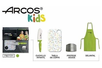 kids - ensemble de cuisine pour enfants (couteau pour enfants + tablier + planche à découper + protège-doigts) - couleur vert