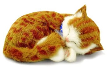 - 65431 - peluche interactive - chat - tabby - orange - animal qui respire pour de vrai - 25 cm