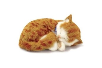 - 65431 - peluche interactive - chat - tabby - orange - animal qui respire pour de vrai - 25 cm
