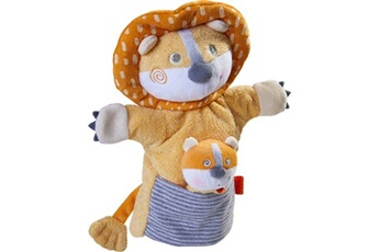 marionnette à main lion avec bébé junior 30 x 22 cm polyester orange