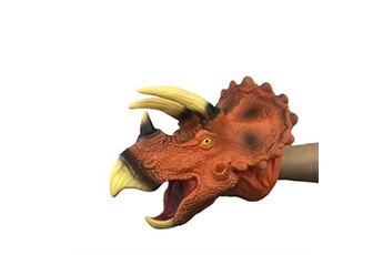 marionnettes à main animaux dinosaure caoutchouc gants de jeu pour enfant - tricératops rouge 17*19cm