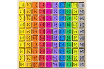 table de multiplication 10 x 10, jeu éducatif en bois
