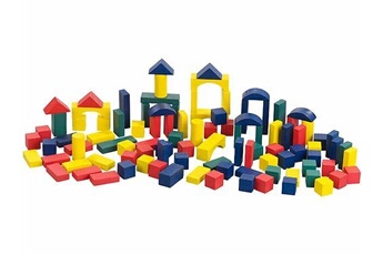 : seau de 100 blocs de construction en bois en 4 couleurs et 6 formes
