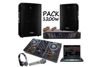 Pack sono 1200w + contrôleur party mix numark + ampli 480w + enceintes 1200w pa dj sono light led cube1512