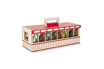Melissa Doug Take-Along Show-Horse Stable Play Set With Wooden Stable Box and 8 Toy Horses