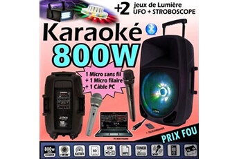 Karaoké Enfant 400W - à LED Karaoké SONO DJ Batterie - USB/Bluetooth +  Microphones, DIAMS, Noël, cadeaux, Anniversaire