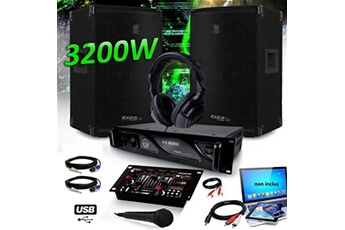 pack dj sono disco12 set 3200w enceintes - amplificateur mydj 2000w - table de mixage dj21 usb - casque - cables