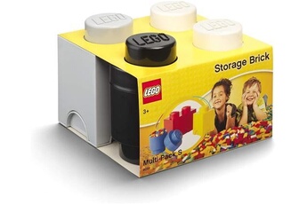Room Copenhagen 40140007 Brique Lego Multipack S, Boîtes de Rangement empilables, Jeu de 3 (Noir, Gris, Blanc), Mix, One Size