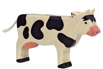 figurine en bois vache