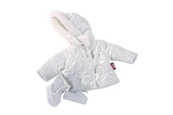manteau blanc bottes poupée 45-50cm