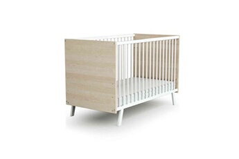lit bébé en bois blanc et hêtre massif avec sommier réglable carnaval 60x120