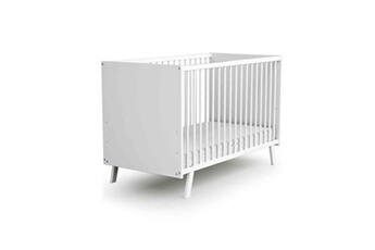 lit bébé en bois blanc massif avec sommier réglable carnaval 60x120