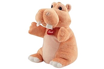 marionnette hippo 24 cm en peluche marron