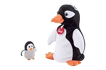 marionnette à main pingouin 24 cm en peluche noir/blanc 2 pièces