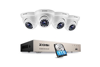 ZOSI 1080P Caméra de Surveillance avec 8CH DVR 1080P et Disque Dur de 1 to Vision Nocturne de 20M App Gratuite pour l'Accès à Distance Alerte