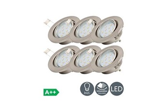 bk licht lot de 6 spots led, 6 ampoules led gu10 3w incluses, spots encastrables orientables, éclairage plafond, luminaire encastré, blanc chaud,