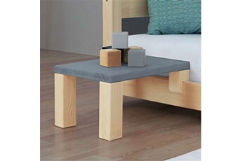table de chevet à fixer sur le lit - gris et bois naturel - 33 x 32 x 41 cm