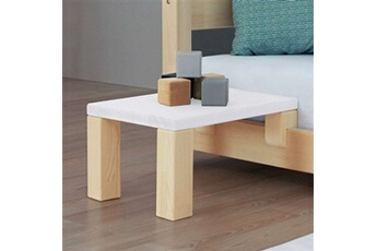 table de chevet à fixer sur le lit - blanc et bois naturel - 23 x 32 x 41 cm