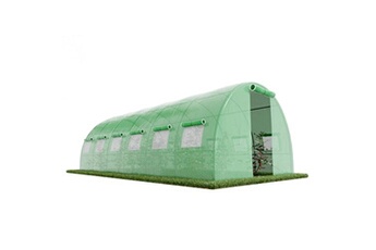 Serre de Jardin Tunnel 18m² - bâche armée - avec fenêtres latérales et porte zipée