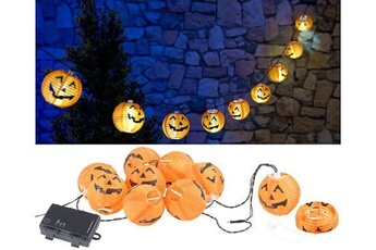 guirlande à led 10 lampions citrouilles d'halloween - a piles