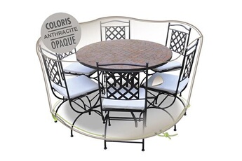 housse de protection cover air pour table ronde + 6 chaises - ø 160 x 70 cm -