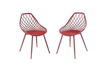 Lot de 2 chaises de jardin en polypropylène avec pieds en métal - Terracotta - MALAGA de MYLIA