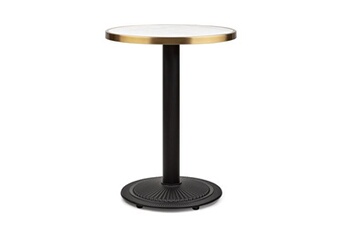 table de bistrot style - - style art nouveau - 57,5 x 72 cm (øxh - plateau rond en marbre - noir , blanc & or