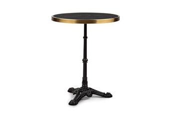 table de bistrot - - style art nouveau - 57,5 x 72 cm (øxh) - plateau rond en marbre - noir & or