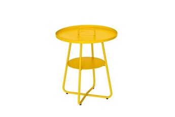 table de jardin jardiline table basse ronde en aluminium jaune thasos ø 50 cm -