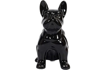 figurine de collection the home deco factory - bouledogue en céramique assis 20 cm noir