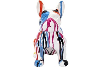 figurine de collection the home deco factory - bouledogue en céramique assis 20 cm multicolore