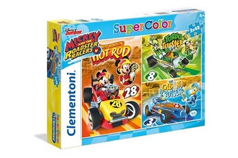 supercolor - mickey and the roadster racers - 3 x 48 pièces - disney, 25227, multi-colour