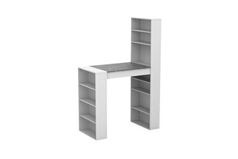 meuble de bar avec rangements - mdf - effet granite et blanc - skarn