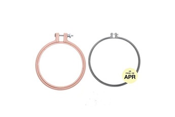 2 anneaux de broderie - rose 10,1 cm + gris 25,4 cm -