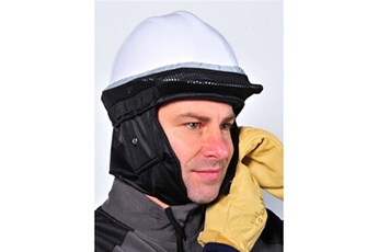bonnet coiffe anti froid pour casque de chantier intérieur polyester polaire noir attache réglable