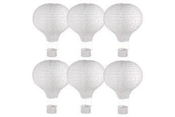 6 lampions en papier montgolfière à chassis métallique ø 30 x 40 cm