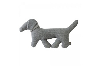 peluche en coton tricot - doudou chien teckel gris
