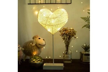 lampe décorative coeur romantique rotin câble luminaire led 3m lumière blanc