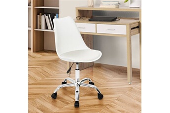 chaise de bureau scandinave sara blanche à roulettes