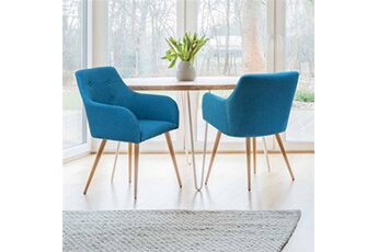 lot de 2 chaises de salle à manger scandinaves, fauteuils de table dania bleu canard