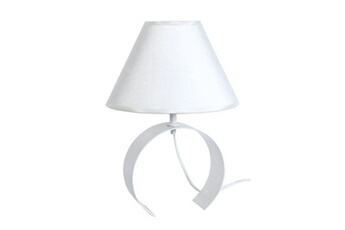 60341 lampe de chevet demi cylindrique métal blanc d'ivoire l 22 p 22 h 31 cm ampoule e14