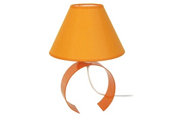 60339 lampe de chevet demi cylindrique métal orange l 22 p 22 h 31 cm ampoule e14