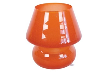 60441 lampe de chevet champignon verre orange l 15,5 p 15,5 h 16,5 cm ampoule e14