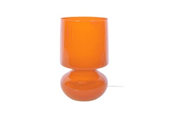 62322 lampe de chevet champignon verre orange l 14 p 14 h 24 cm ampoule e14