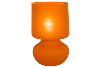 62391 lampe de chevet champignon verre satiné et orange l 14 p 14 h 24 cm ampoule e14