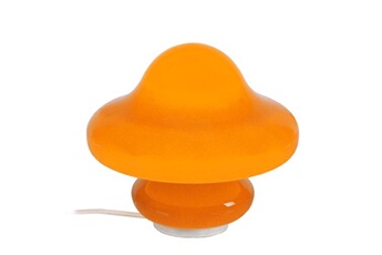 62720 lampe de chevet champignon verre orange l 23 p 23 h 21 cm ampoule e27