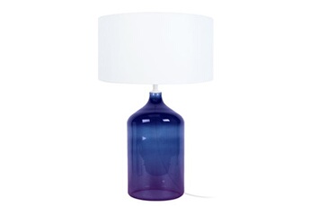 66001 lampe de chevet bouteille verre violet et blanc l 30 p 30 h 39 cm ampoule e27